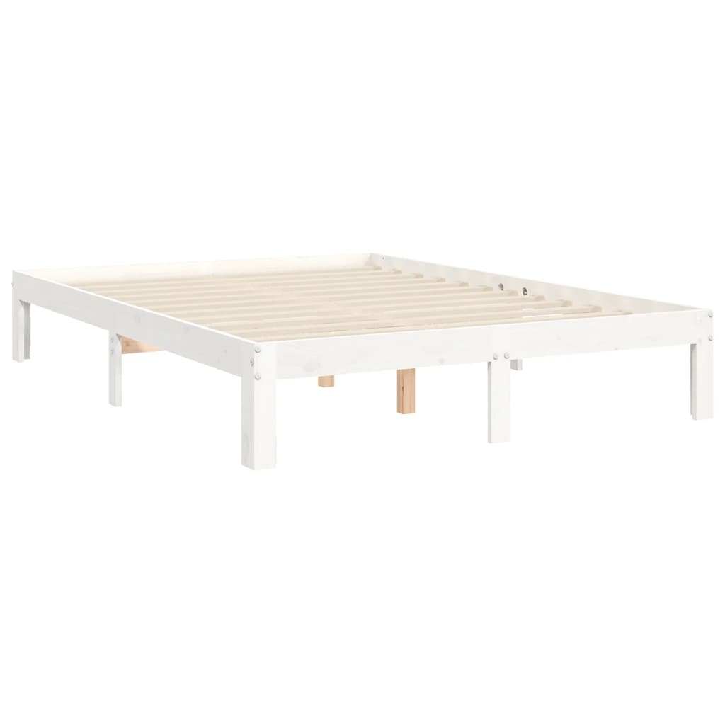 sengeramme uden madras 140x190 cm massivt fyrretræ hvid