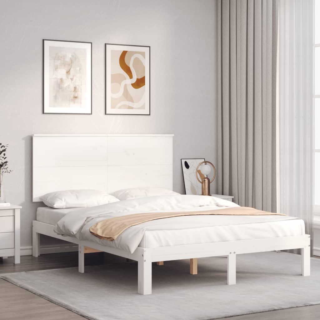sengeramme uden madras 140x190 cm massivt fyrretræ hvid