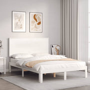 sengeramme uden madras 140x190 cm massivt fyrretræ hvid