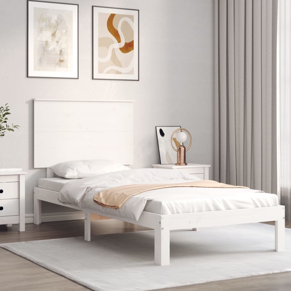 sengeramme uden madras 90x200 cm massivt fyrretræ hvid
