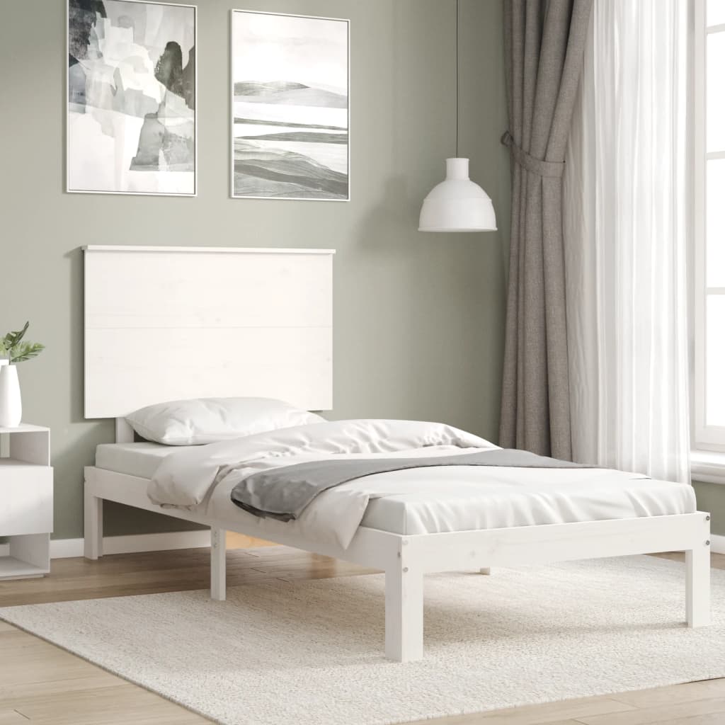 sengeramme uden madras 100x200 cm massivt fyrretræ hvid