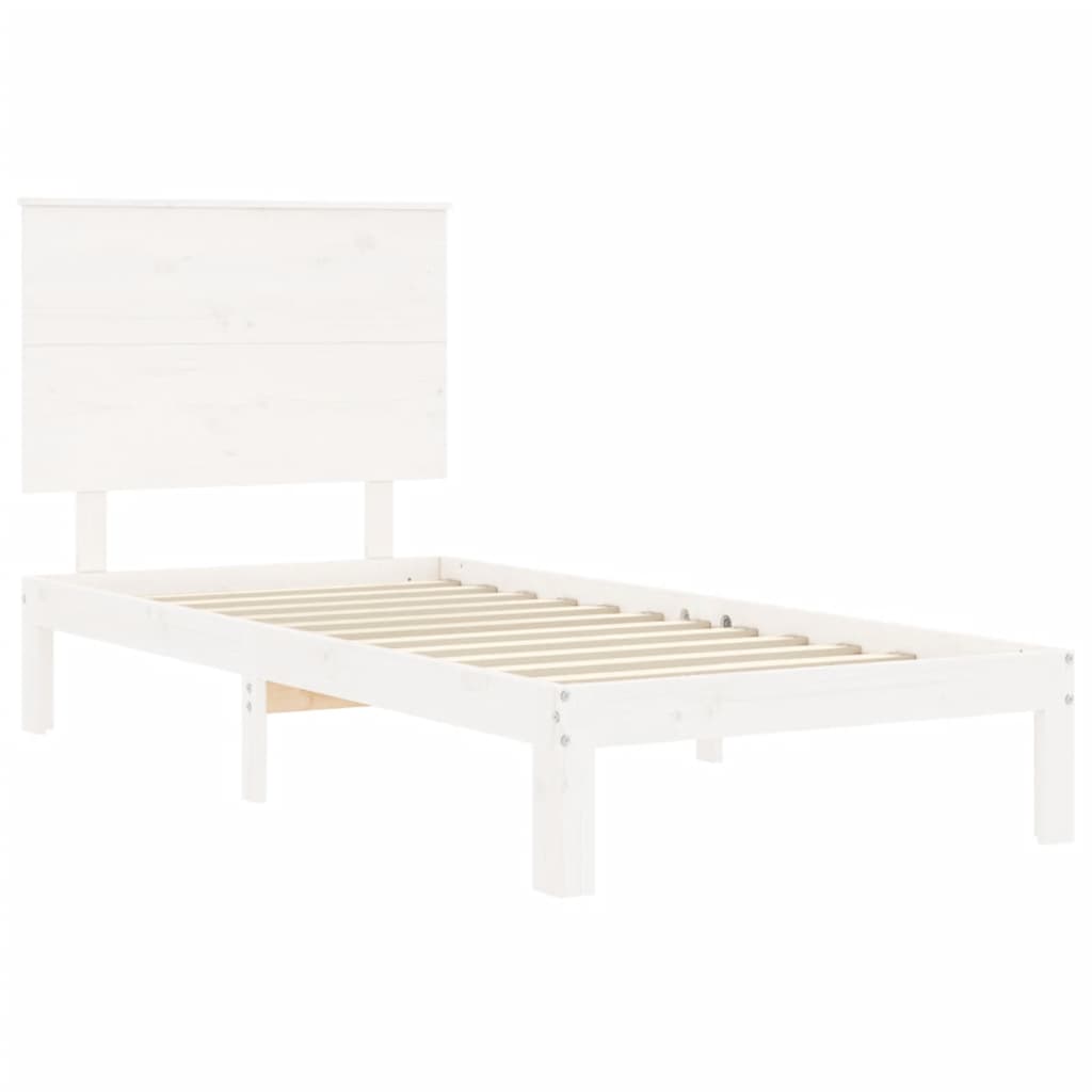 sengeramme uden madras 100x200 cm massivt fyrretræ hvid