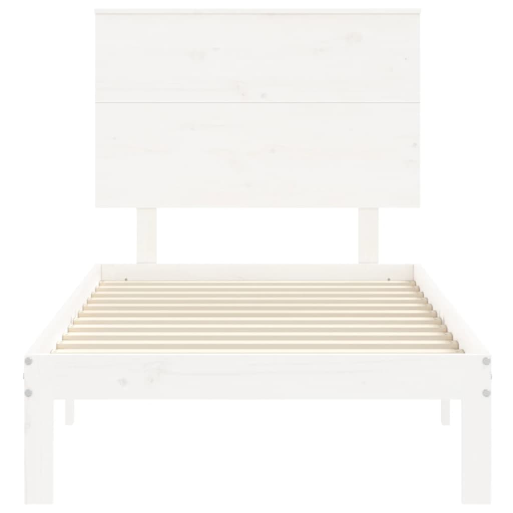 sengeramme uden madras 100x200 cm massivt fyrretræ hvid
