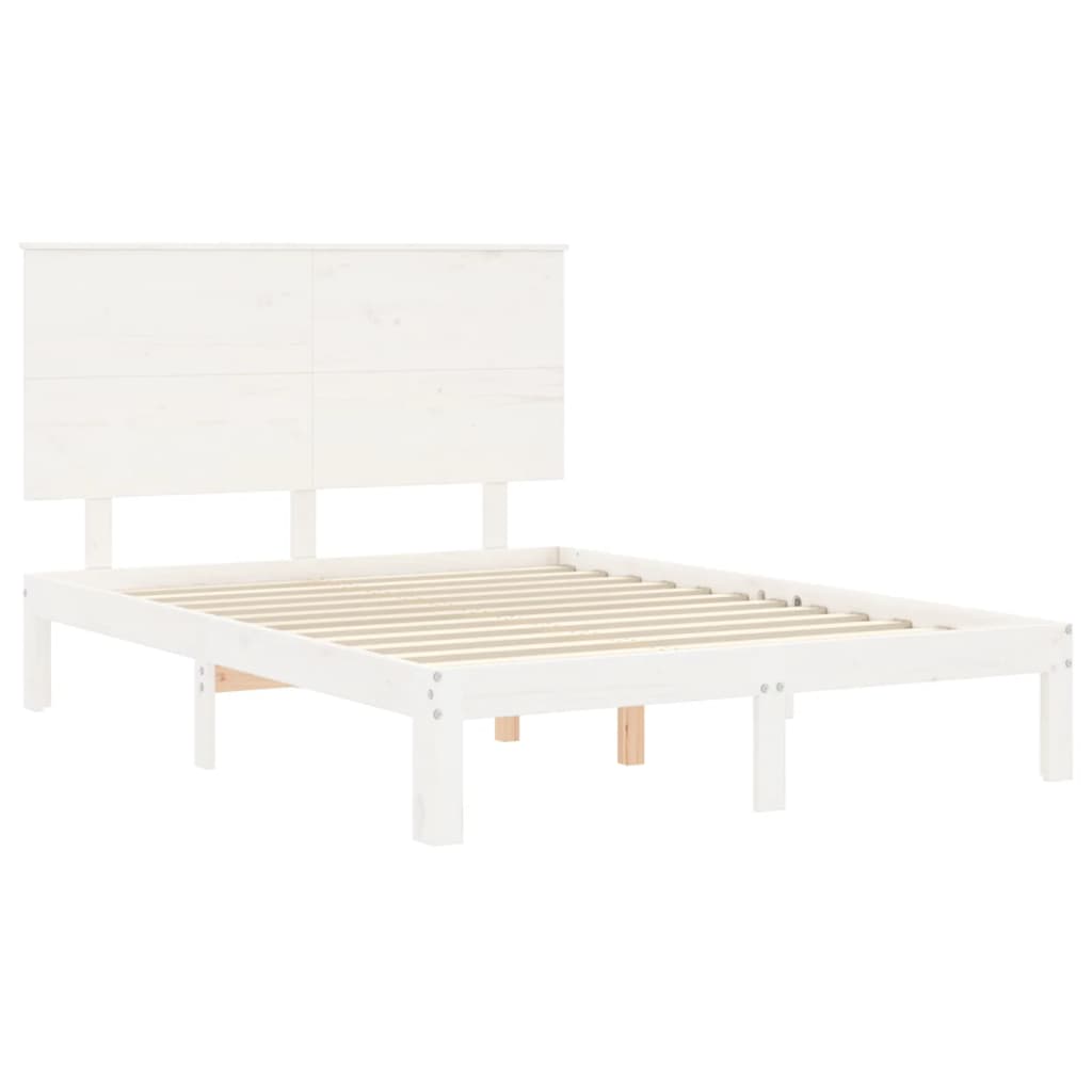 sengeramme uden madras 120x200 cm massivt fyrretræ hvid