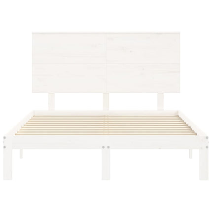 sengeramme uden madras 140x200 cm massivt fyrretræ hvid