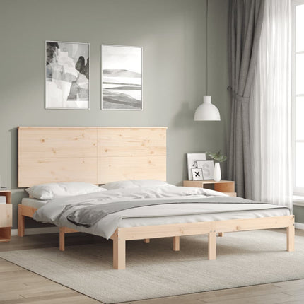 sengeramme med sengegavl kingsize massivt træ