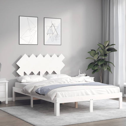 sengeramme med sengegavl Small Double massivt træ hvid