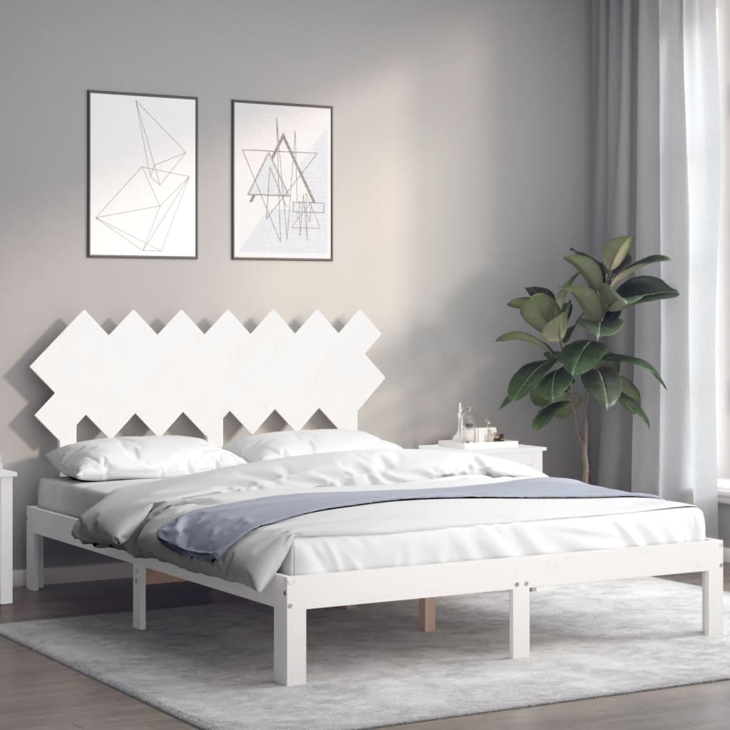 sengeramme uden madras 140x190 cm massivt fyrretræ hvid