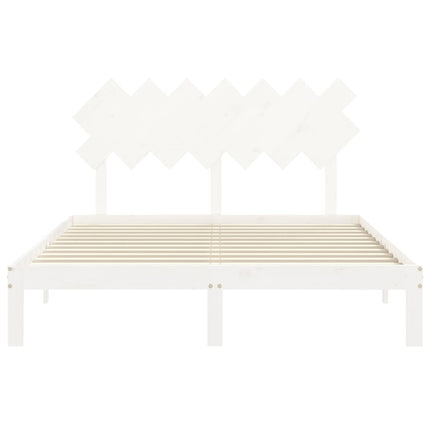 sengeramme uden madras 140x190 cm massivt fyrretræ hvid