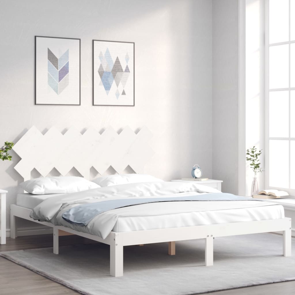 sengeramme uden madras 140x190 cm massivt fyrretræ hvid