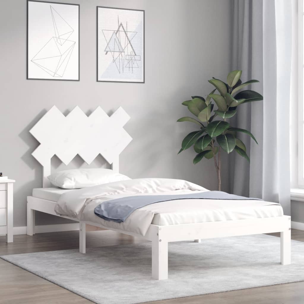 sengeramme uden madras 90x200 cm massivt fyrretræ hvid
