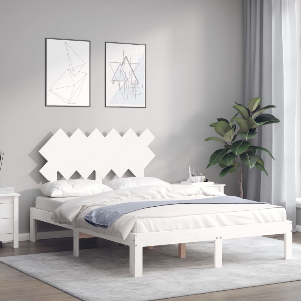 sengeramme uden madras 120x200 cm massivt fyrretræ hvid