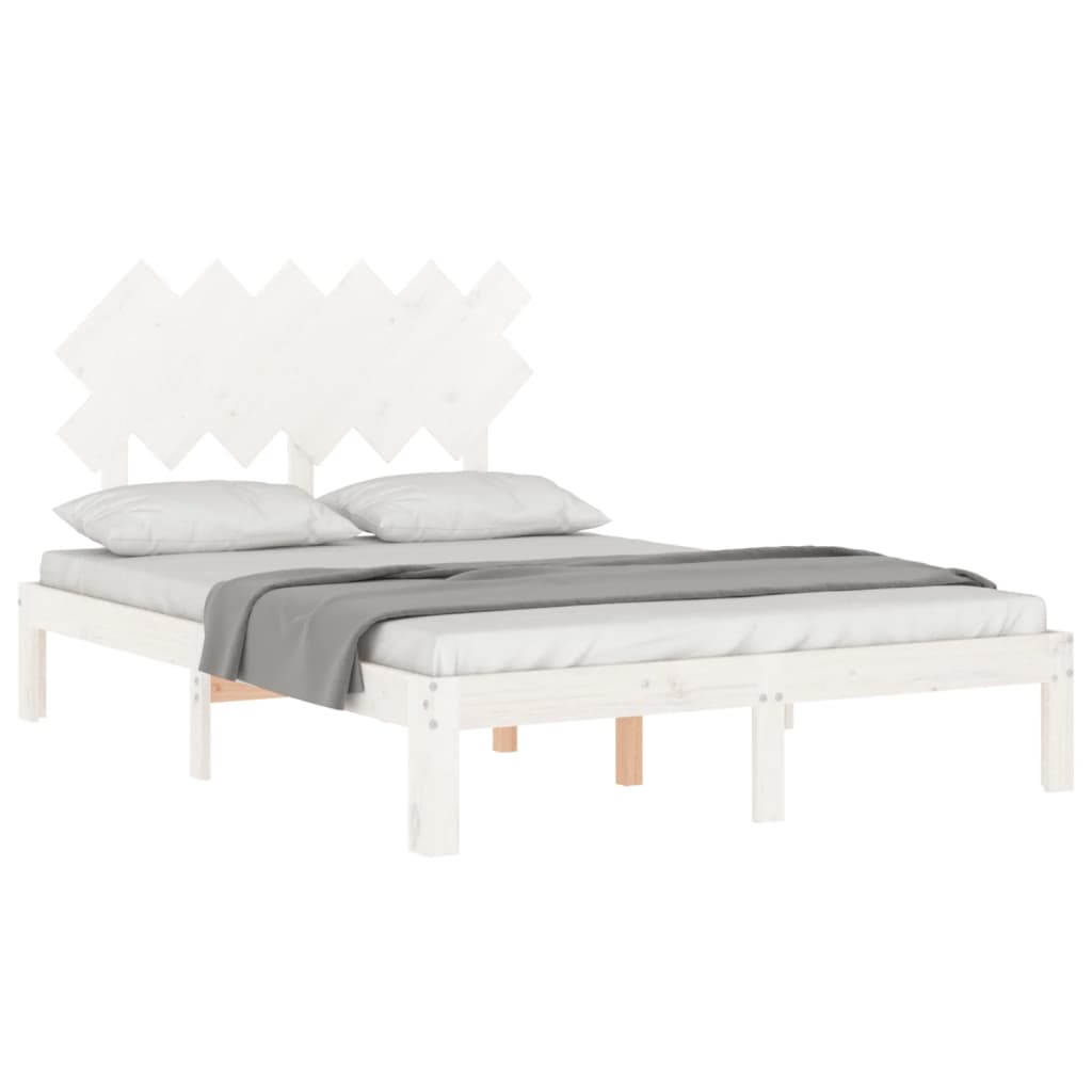 sengeramme uden madras 120x200 cm massivt fyrretræ hvid