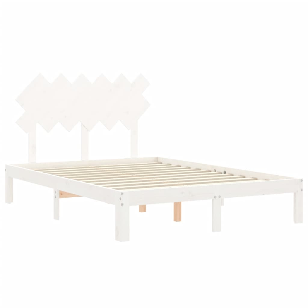 sengeramme uden madras 120x200 cm massivt fyrretræ hvid