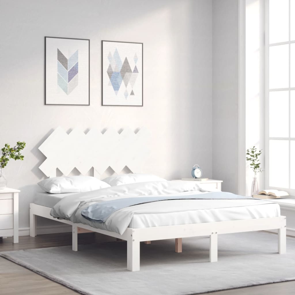 sengeramme uden madras 120x200 cm massivt fyrretræ hvid