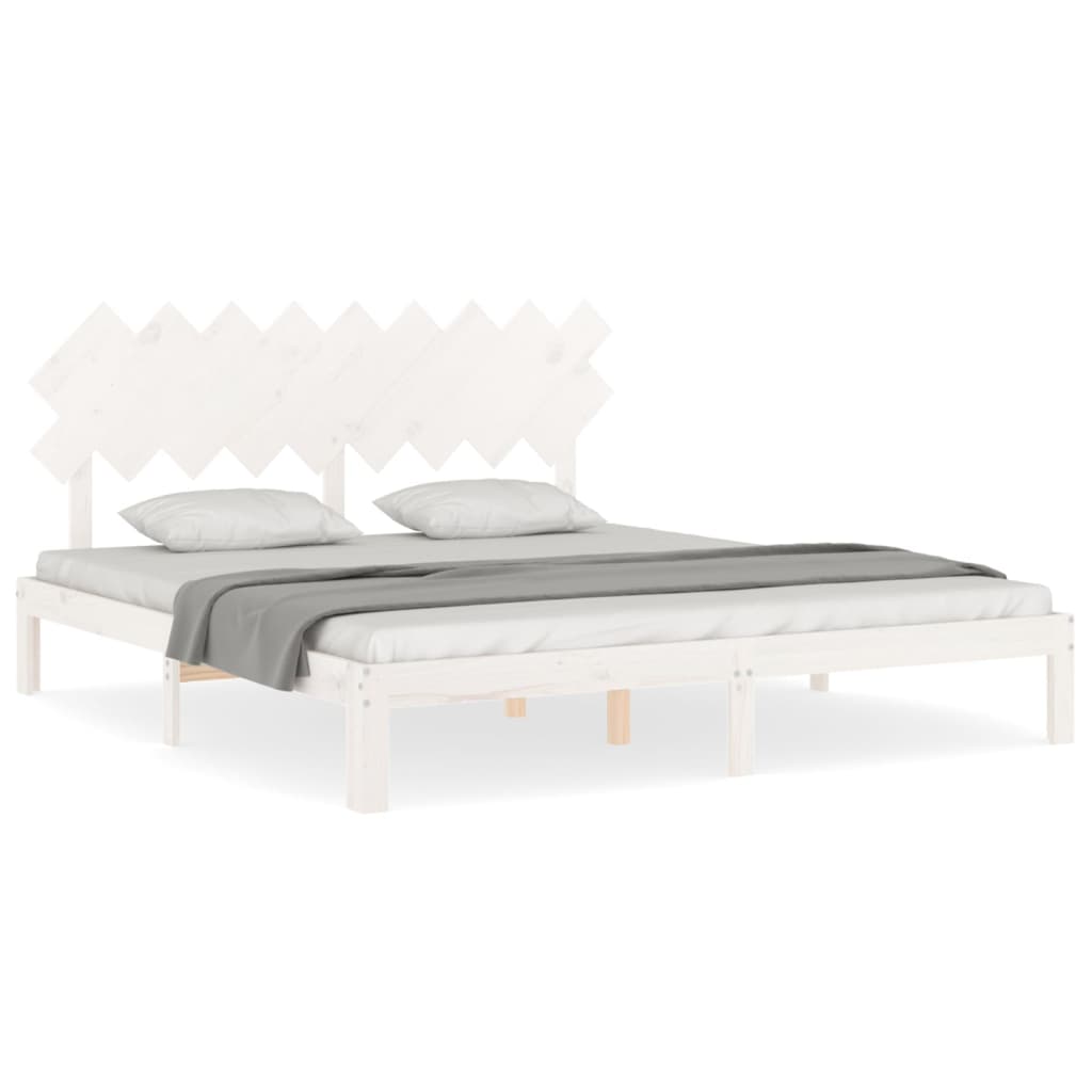 sengeramme med sengegavl Super King Size massivt træ hvid
