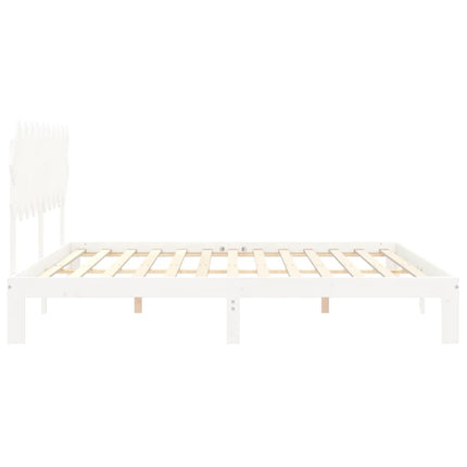 sengeramme uden madras 200x200 cm massivt fyrretræ hvid