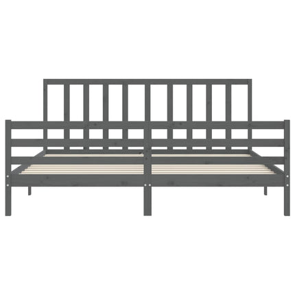 sengeramme med sengegavl 200x200 cm massivt træ grå