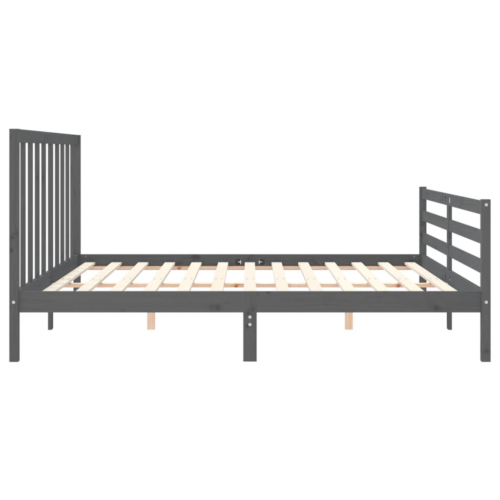 sengeramme med sengegavl 200x200 cm massivt træ grå