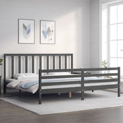 sengeramme med sengegavl 200x200 cm massivt træ grå
