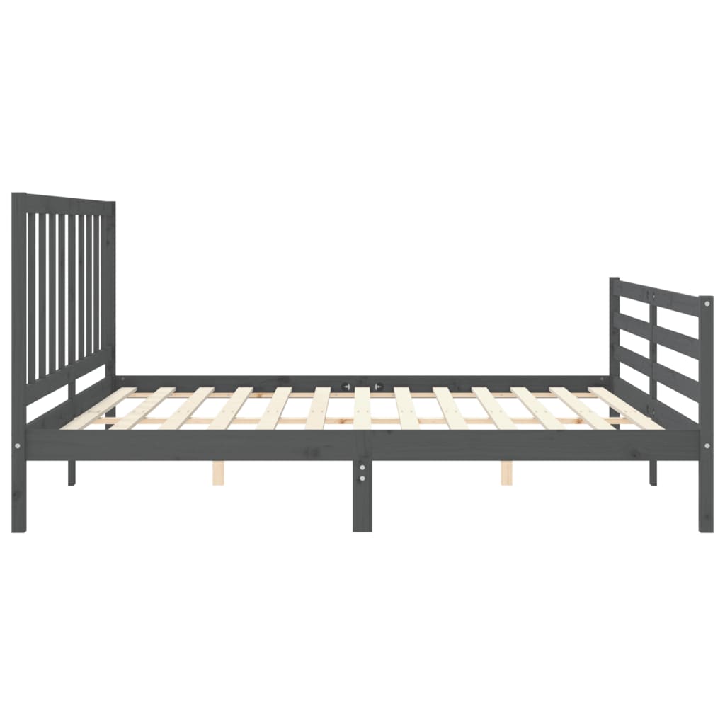 sengeramme med sengegavl 200x200 cm massivt træ grå