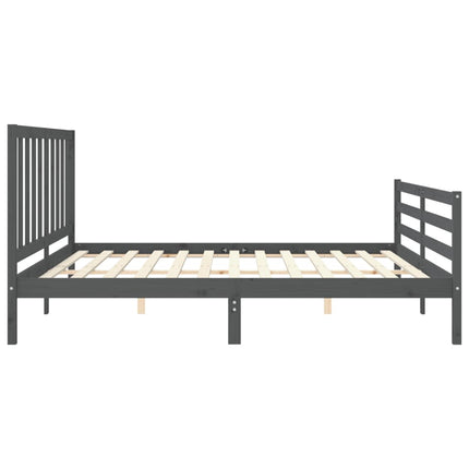 sengeramme med sengegavl 200x200 cm massivt træ grå