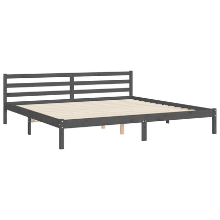 sengeramme med sengegavl 200x200 cm massivt træ grå