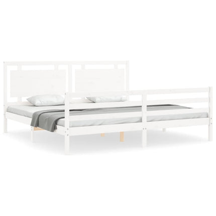 sengeramme med sengegavl 200x200 cm massivt træ hvid