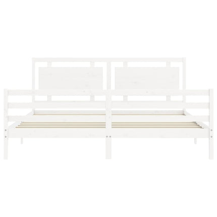 sengeramme med sengegavl 200x200 cm massivt træ hvid
