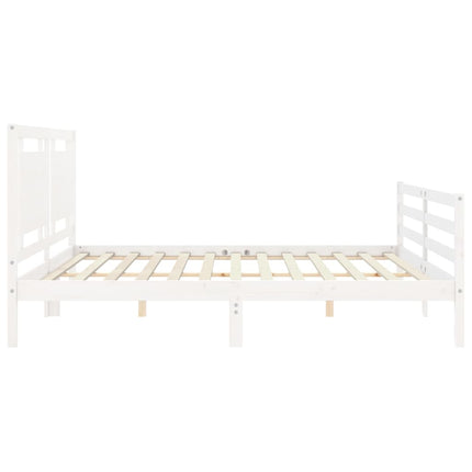 sengeramme med sengegavl 200x200 cm massivt træ hvid
