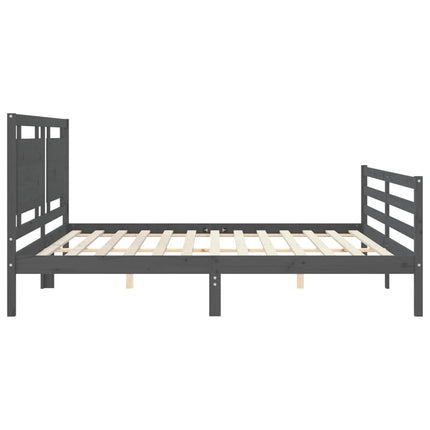 sengeramme med sengegavl 200x200 cm massivt træ grå