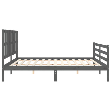 sengeramme med sengegavl 200x200 cm massivt træ grå