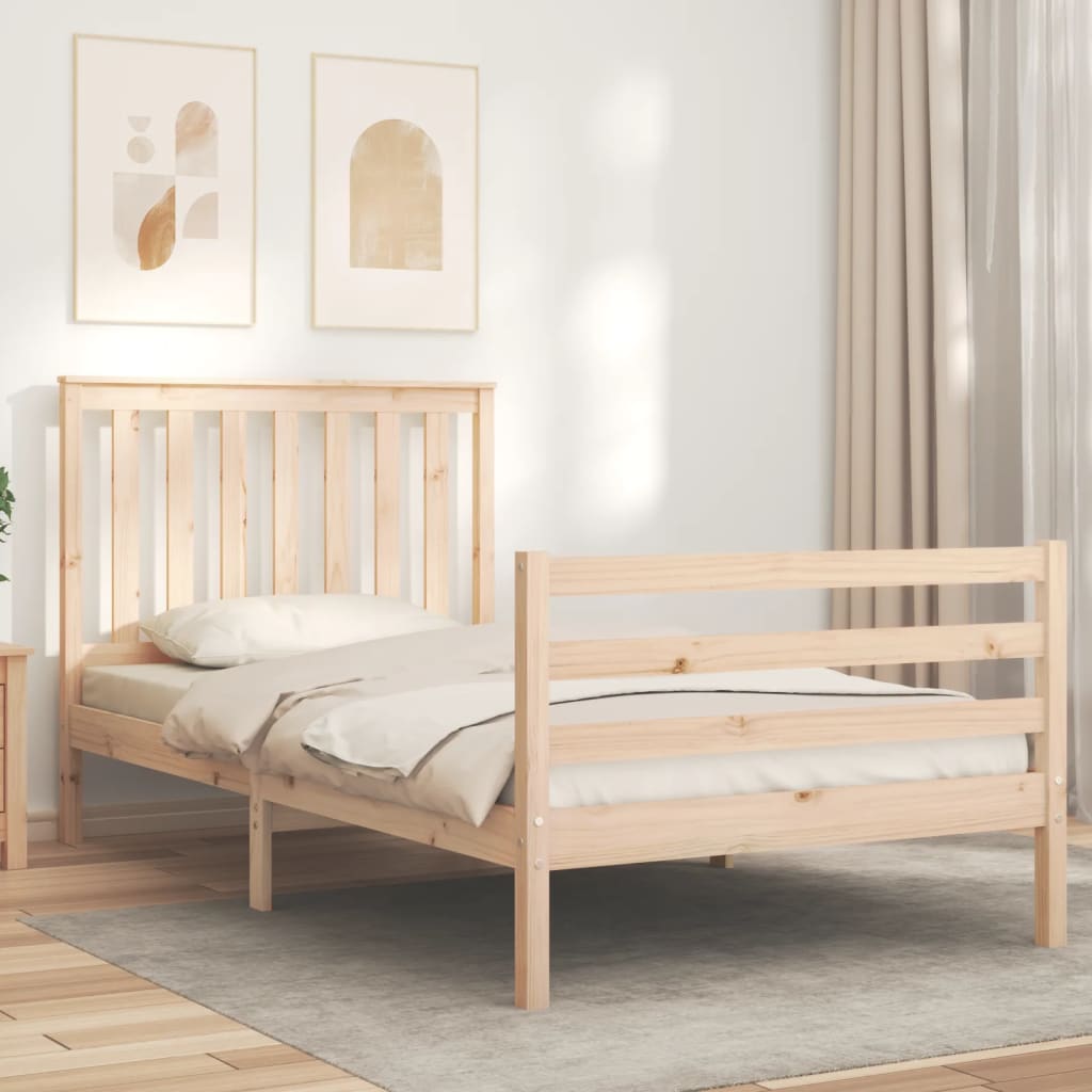 sengeramme med sengegavl 100x200 cm massivt træ