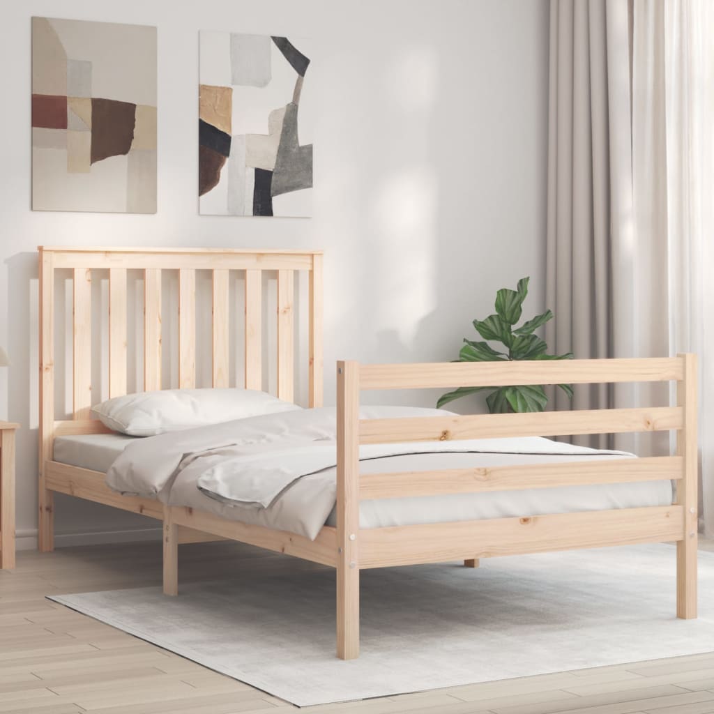 sengeramme med sengegavl 100x200 cm massivt træ