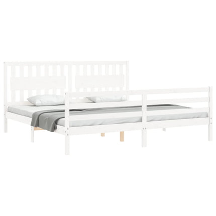 sengeramme med sengegavl 200x200 cm massivt træ hvid