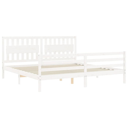 sengeramme med sengegavl 200x200 cm massivt træ hvid