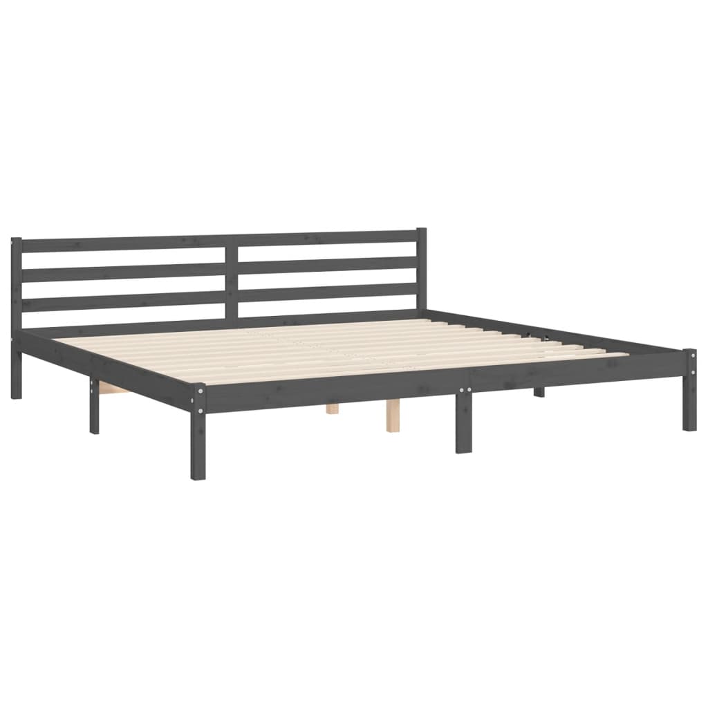 sengeramme med sengegavl 200x200 cm massivt træ grå