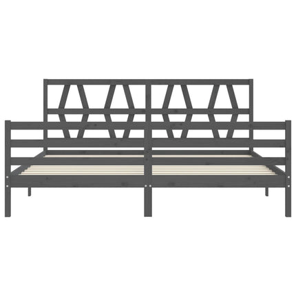 sengeramme med sengegavl 200x200 cm massivt træ grå