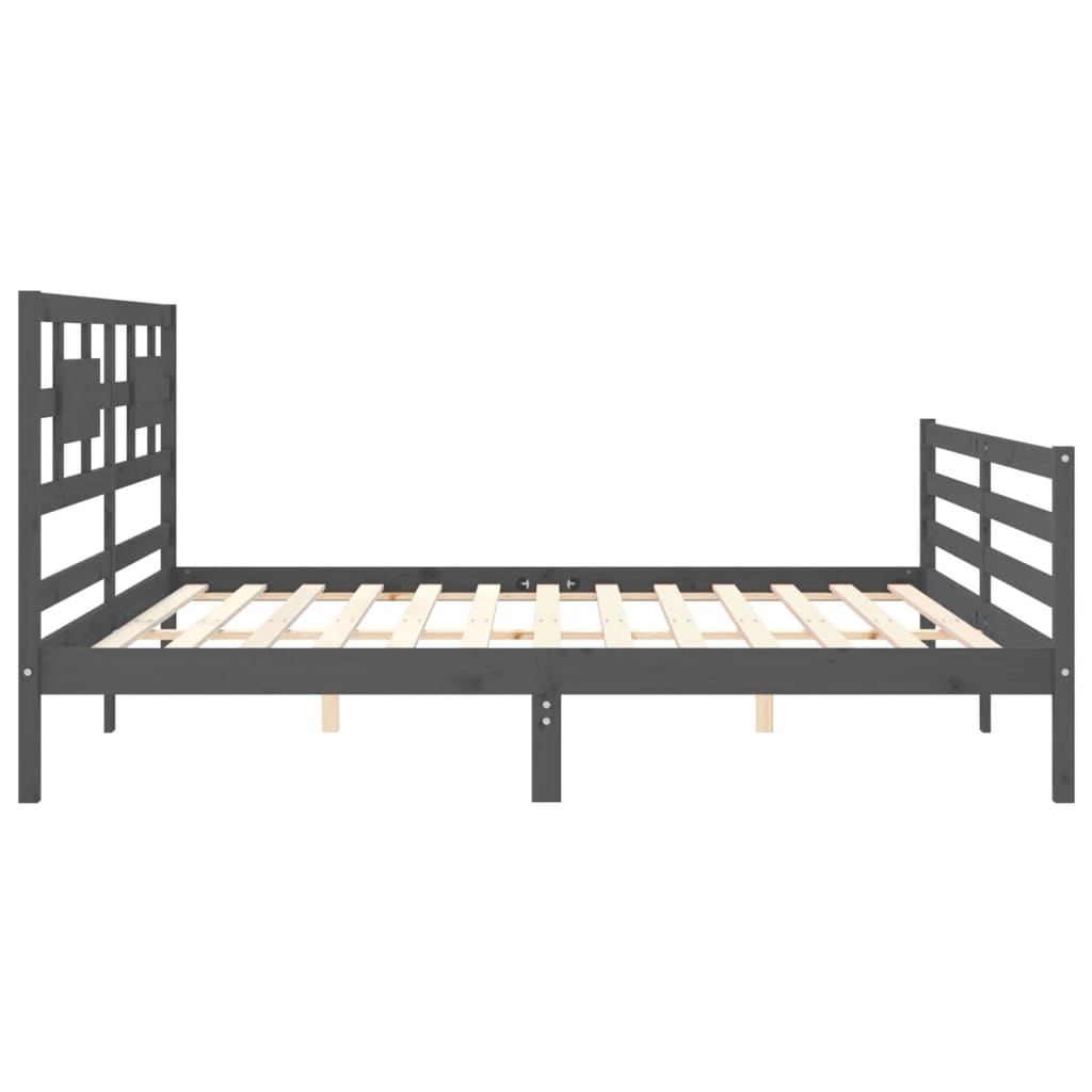 sengeramme med sengegavl 200x200 cm massivt træ grå