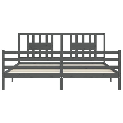 sengeramme med sengegavl 200x200 cm massivt træ grå