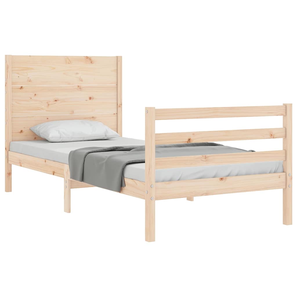 sengeramme med sengegavl 100x200 cm massivt træ