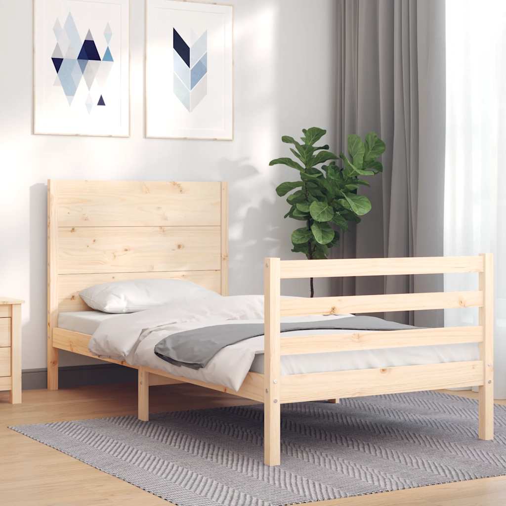 sengeramme med sengegavl 100x200 cm massivt træ