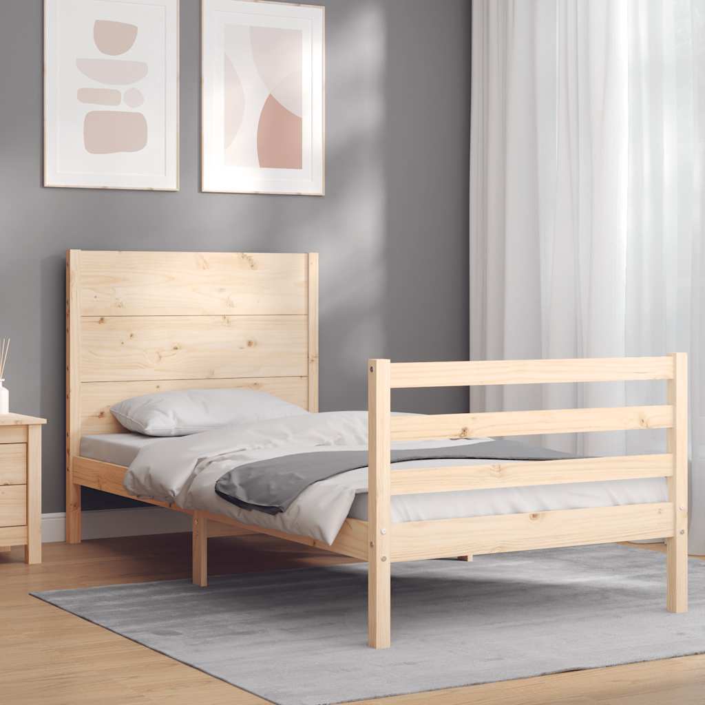 sengeramme med sengegavl 100x200 cm massivt træ