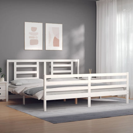 sengeramme med sengegavl 200x200 cm massivt træ hvid