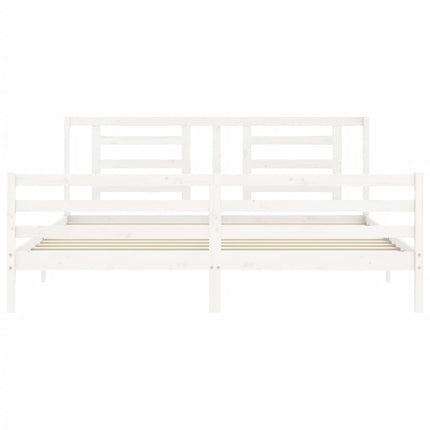 sengeramme med sengegavl 200x200 cm massivt træ hvid