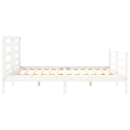 sengeramme med sengegavl 200x200 cm massivt træ hvid