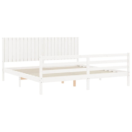 sengeramme med sengegavl 200x200 cm massivt træ hvid