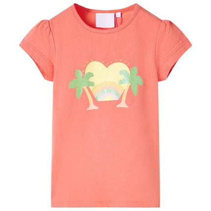 T-shirt til børn str. 128 koralfarvet