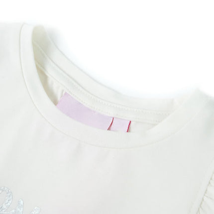T-shirt til børn str. 116 med flæser hvid