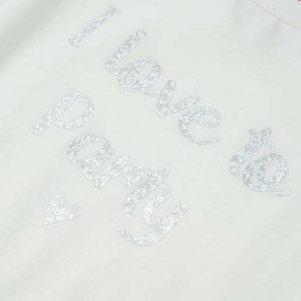 T-shirt til børn str. 116 med flæser hvid